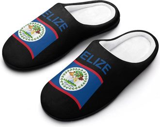 Generic Flag of Belize Funny Mens Cotton Slippers Soft Non-Slip Rubber Sole House Slipper Indoor Outdoor