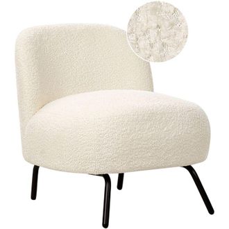 Beliani Beliani - Poltrona Boucle Poltrona senza braccioli in stile retr&ograve; per il soggiorno Sedia daccento bianco sporco Kumla