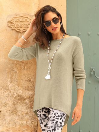 Heine Strickpullover HEINE Pullover, Damen, Gr. 34, sand, meliert, 50% Baumwolle, 50% Polyacryl, unifarben, Pullover Strickpullover