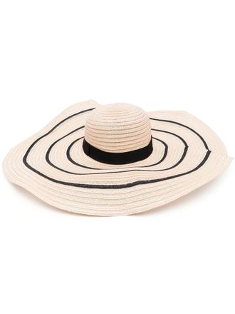 Borsalino striped sun hat - women - Hemp - M - Neutrals