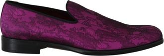 Dolce & Gabbana Luxe Jacquard Loafers Paars Zwart - Heren - Loafers - Paars - 39 EU - Wol - Schoenen