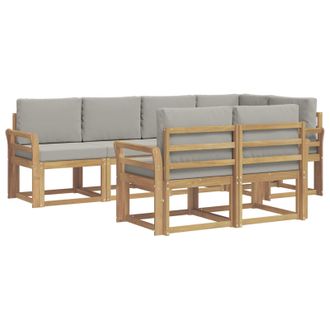 vidaXL Conjunto De Sof&aacute;s De Exterior 7 Pcs Blanco Y Gris Claro Vidaxl