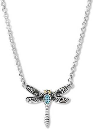 Samuel B. Sterling Silver & 18k Gold Dragonfly Pendant Necklace in Blue at Nordstrom Rack
