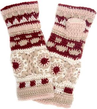 Nirvanna Designs Dreams Crochet Handwarmers in Beige Combo at Nordstrom