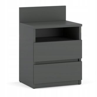 OEM Mesita De Noche Mesita De Noche Gris 40cm 2 Cajones Estante Nakastlik Para Dormitorio