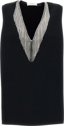 Sportmax Black Embellished V Neck Top