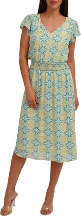 Sunny Leigh Flutter Sleeve Midi Dress in Italian Medallion at Nordstrom Rack, Size X-Large