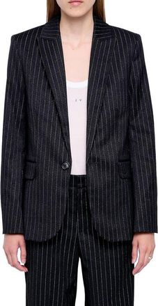 Zadig&Voltaire Valser Pinstriped Blazer in Anthracite at Nordstrom, Size 42