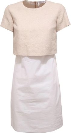 Fabiana Filippi Wit/Beige Jurk Gemaakt in Itali&euml; - Dames - Korte kleedjes - Wit - S - Kleedjes