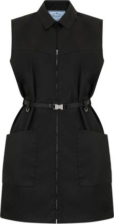 Prada Korte jurk van nylon - Dames - Korte kleedjes - Zwart - S - Nylon - Kleedjes