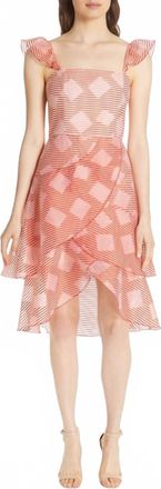 Alice & Olivia Striped Organza Waterfall Ruffle Dress In Multicolor
