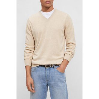 Brunello Cucinelli MenS Beige Wool V Neck Sweater, Size 58