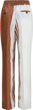 Kiton Womens Striped Silk Pants Rosa Cipria Trousers