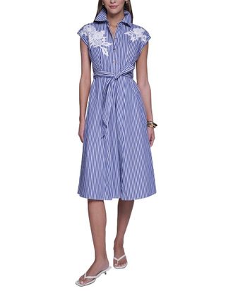 Halston Heritage Midi Stripped Shirt Dress