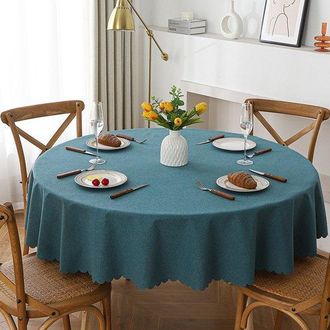 OEM Mantel Redondo De 120 Cm De Di&aacute;metro, Tejido Resistente Y Lavable, Ideal Para Buf&eacute;s, Fiestas, Cenas, Bodas Y Baby Showers (azul Pavo Real)