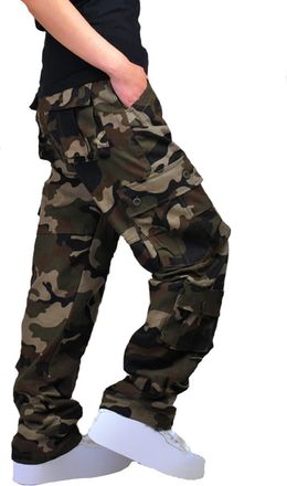 Generic Combat Trousers for Men UK Camo Work Trousers Multi Pocket Loose Fit Cargo Pants Baggy Camouflage Tactical Pant Military Durable Bottoms Outdoor Climb