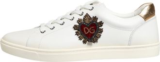 Dolce & Gabbana White Heart Embellished Sneakers Mens Shoes