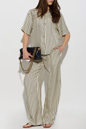 Versace Silk Shirt With The Meandros Print, Womens, Cream