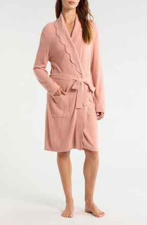 Barefoot Dreams CozyChic Scalloped Robe in Dusty Coral at Nordstrom, Size Xx-Small/x-Small