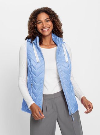 Casual Looks Steppweste CASUAL LOOKS, Damen, Gr. 40, blau (eisblau), 100% Polyester, Wattierung:100% Polyester, unifarben, Westen Steppweste