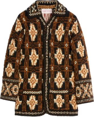 Valentino Garavani Patterned Cardi-Coat - Mens - Cotton/Virgin Wool
