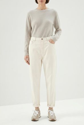 Brunello Cucinelli Off White Relaxed Cotton Trousers, Brand Size 52 (US Size 18)