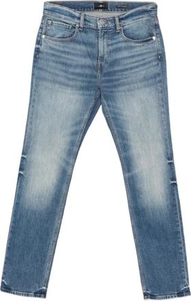 7 For All Mankind Jeans met verweerde look en whiskering - Heren - Regular Fit Jeans - Blauw - W33 - Jeans