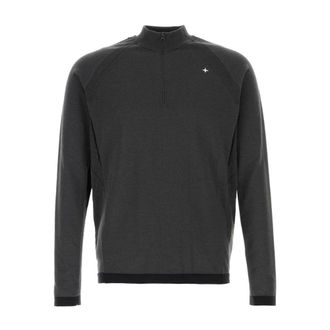 Stone Island Long Sleeve Training Tops, male, Gray, Size: XL Quarter-Zip Performance Pullover