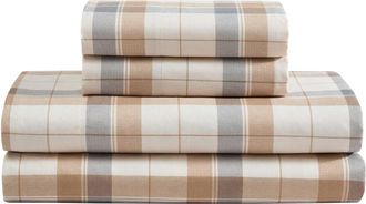 Nautica Vintage Trunk Beige Plaid Queen Sheet Set