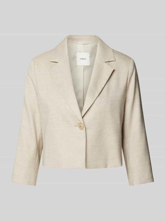 s.Oliver Black Label Cropped Blazer mit Leinen-Anteil in Melange-Optik in Beige, Größe 46