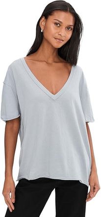 Free People Nina T-Shirts V Womens Clothing Pearl Blue : LG (Womens 12-14), Cotton