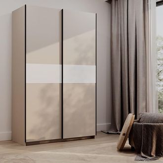 Dmora Armario De 2 Puertas Maba, Ropero Dormitorio Con 2 Estantes, Riel Para Ropa, 2 Puertas, 120x204h Cm Beige Cashmere