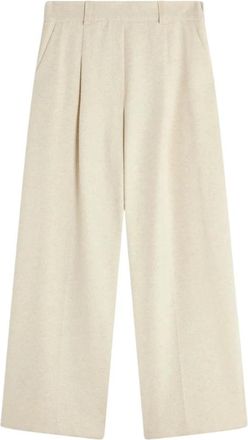 Liviana Conti Wijde broek - Dames - Wijde Broeken - Beige - XS - Katoen - Broeken