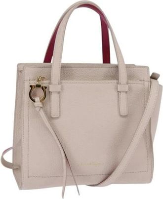 Ferragamo Pre-owned Lederen Handtas - Dames - Vintage Handtas - Beige - ONE Size - Leer - Vintage