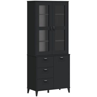vidaXL Aparador Alto Viken Madera Maciza De Pino Negro 80x40x190 Cm Vidaxl