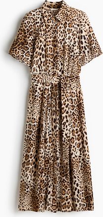H&M Blusenkleid mit Bindeg&uuml;rtel - Hellbeige/Leopardenprint