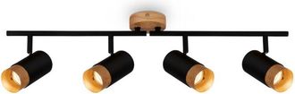 Briloner Faretto, nero, con legno, escl. 4xGU10/max.9W