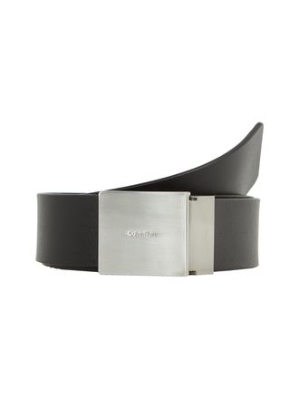 Calvin Klein Lederg&uuml;rtel CALVIN KLEIN ADJ CASUAL PLAQUE 35MM, Herren, Gr. 120, schwarz (pvh schwarz), Rindsleder, unifarben, G&uuml;rtel Lederg&uuml;rtel, Logopr&auml;gung, Klick