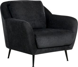Beliani Beliani - Armchair Chenille Upholstery Iron Black Legs with Armrests Thick Seat Modern Style Living Room Black Eiby