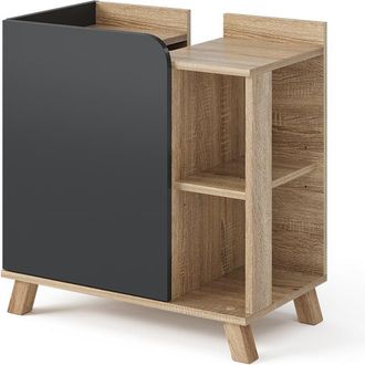 Vicco Mueble Bajo Lavabo Karen, Antracita, 60 X 65 Cm Con Puerta Y Compartimentos Abiertos, Vicco