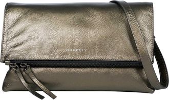 Burkely Leather Shoulder Bag Creased Crystal Satchel Bag Gun Metal Taupe