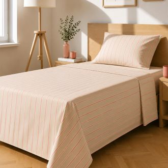 KASANOVA Completo letto 1 piazza e mezza righe beige