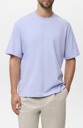Mango Relaxed Fit Solid Cotton T-Shirt in Sky Blue at Nordstrom, Size Small