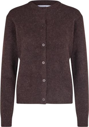 Sams&oslash;e & Sams&oslash;e Zwart Koffie Kort Vest met Knopen - Dames - Vesten - Bruin - XS - Wol - Truien & Vesten
