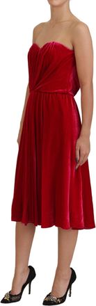 Dolce & Gabbana Womens Pink Viscose Stretch Strapless A-Line Dress Silk