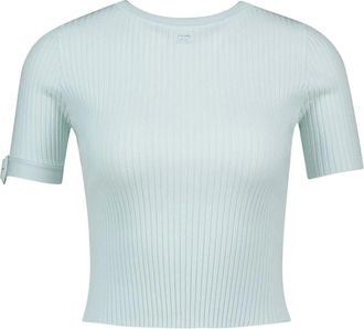 Courr&egrave;ges T-Shirts, female, Green, XS, Buckle Rib Knit T-Shirt