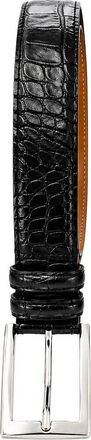 M Made in Italy Croc Embossed Leather Belt in Black at Nordstrom Rack, Size 40