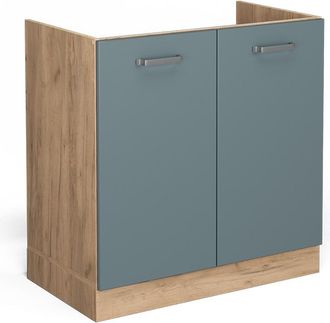 Vicco Armario Bajo Para Fregadero R-line, Gris Azulado, 80 Cm Sin Encimera, Vicco