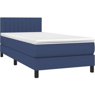 vidaXL Cama Box Spring Con Colch&oacute;n Tela Azul 80x200 Cm Vidaxl