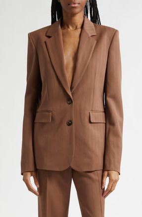 Stella McCartney Regular Fit Stripe Wool Jacket in Sienna at Nordstrom, Size 12 Us